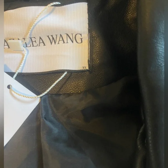 Black Faux Leather Jacket with Faux Fur Cuffs - Picture 4 of 6